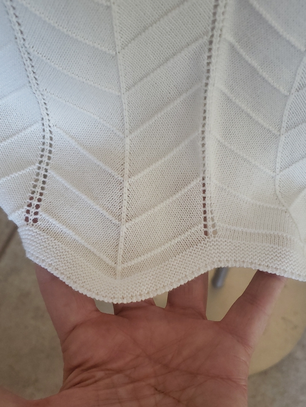 💐 Joie White Cotton Knit Crochet Dress • Chevron Textured Sleeveless Halter XS - Picture 9 of 12